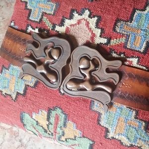 Brutalist Buckle Tooled Belt Boho Gypsy Festival